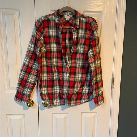 J. Crew Tops - J. Crew Red and Green Plaid Button Down Shirt